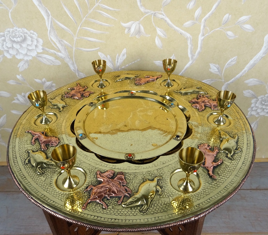 Persian foldable table with complete brass tea service (4).JPG
